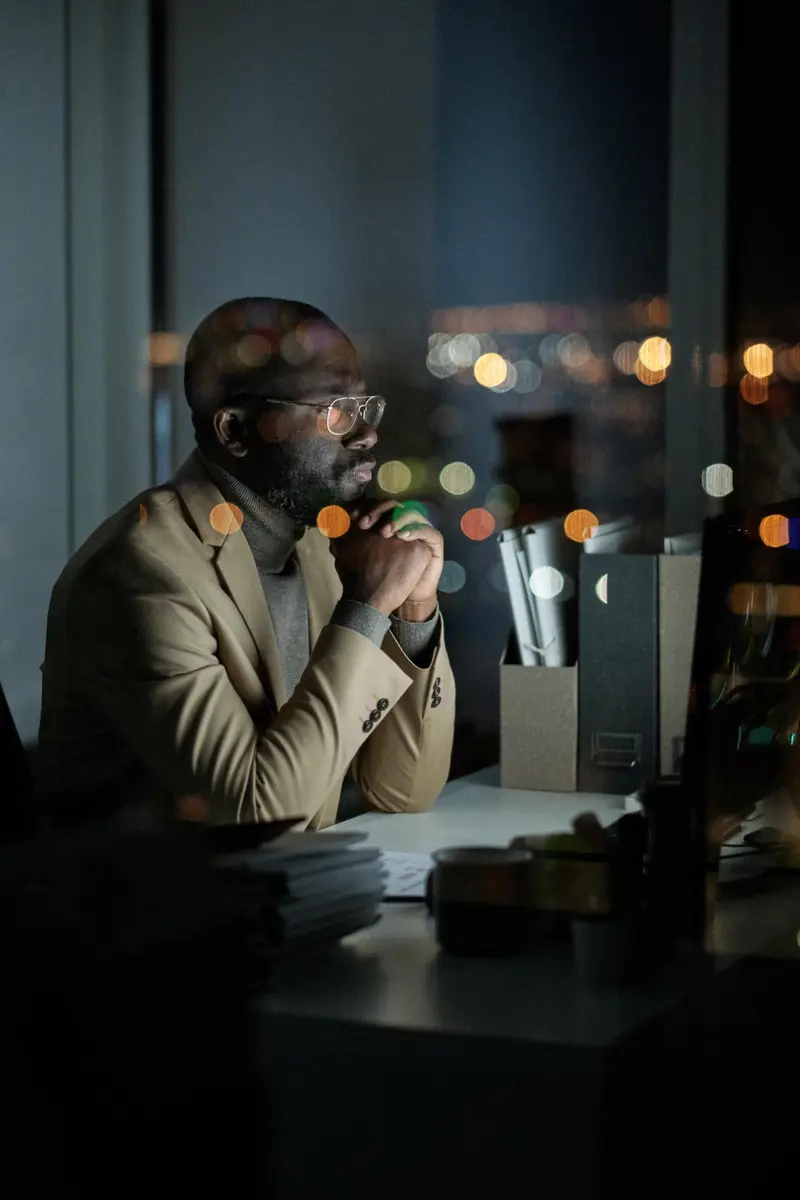 Business leader seeking answers alone