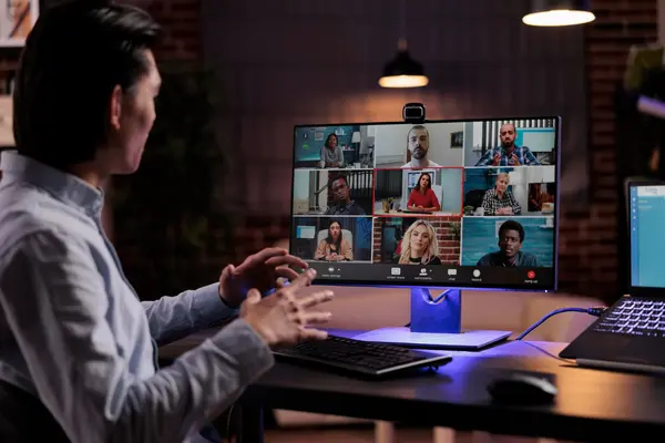 Group video call with multiple entrepreneurs on screen